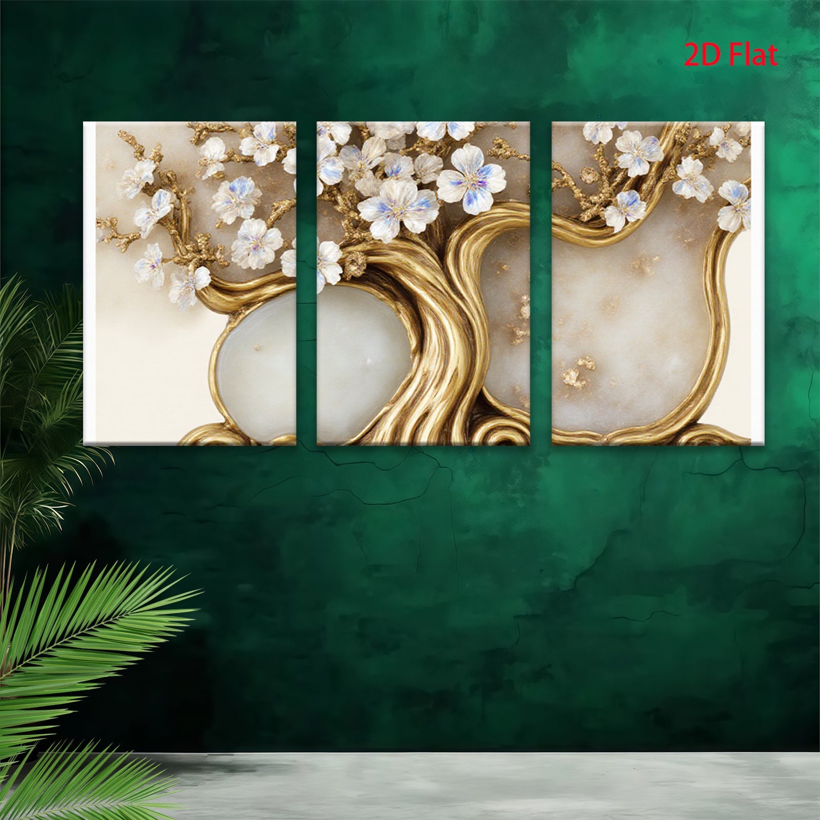2D flat 1pc Blooming Floral Double Framed Wall Art Canvas Prints for Living Room Bedroom Home Decor Gallery Wrapped Modern Farmhouse Style