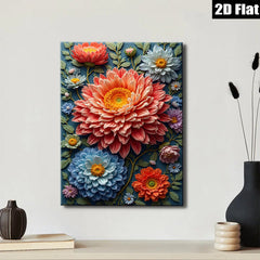 2D flat 1pc Blooming Floral Garden Wall Art Decor Living Room Bedroom Bathroom Canvas Prints Modern Farmhouse Style Gallery Wrapped Artwork Ready to Hang Chic Home D��cor