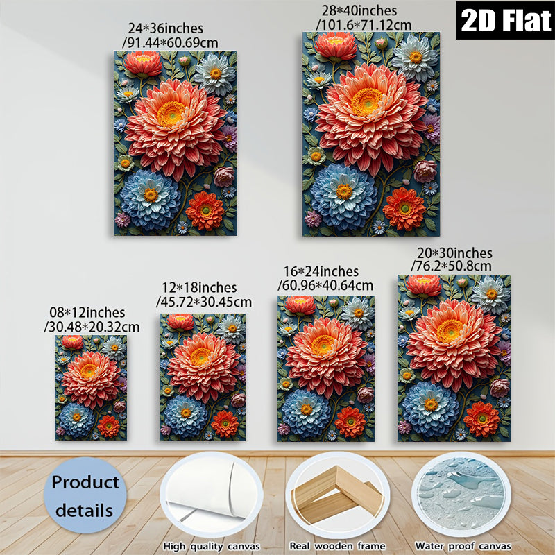 2D flat 1pc Blooming Floral Garden Wall Art Decor Living Room Bedroom Bathroom Canvas Prints Modern Farmhouse Style Gallery Wrapped Artwork Ready to Hang Chic Home D��cor