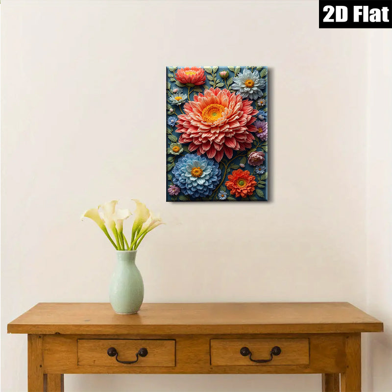 2D flat 1pc Blooming Floral Garden Wall Art Decor Living Room Bedroom Bathroom Canvas Prints Modern Farmhouse Style Gallery Wrapped Artwork Ready to Hang Chic Home D��cor