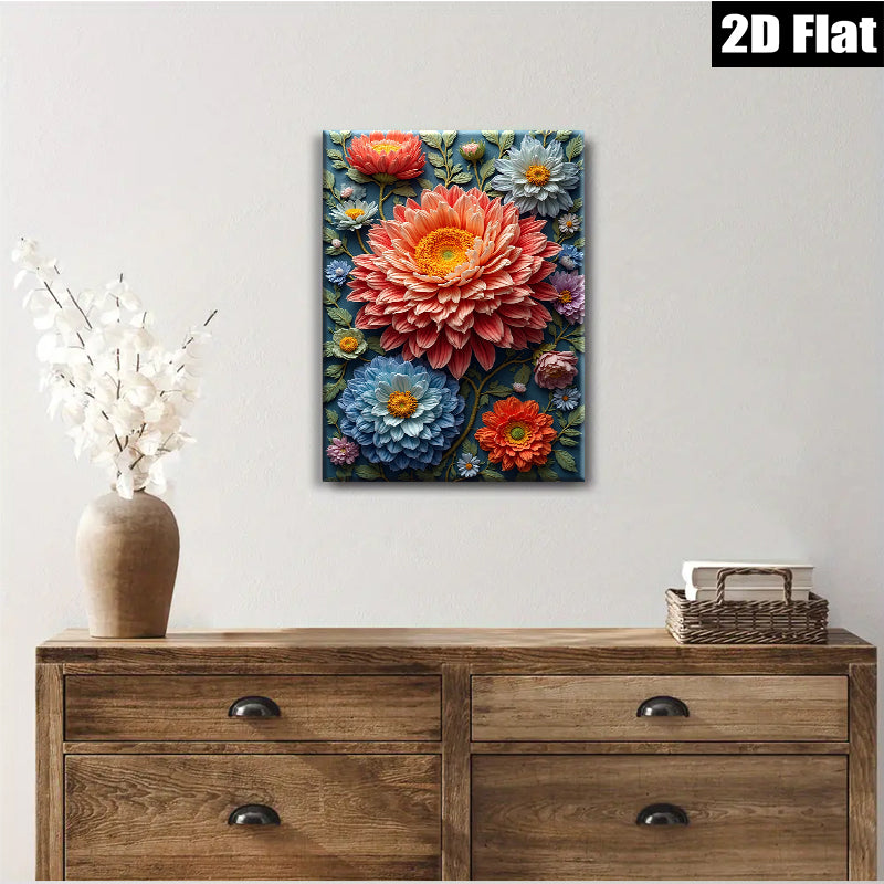 2D flat 1pc Blooming Floral Garden Wall Art Decor Living Room Bedroom Bathroom Canvas Prints Modern Farmhouse Style Gallery Wrapped Artwork Ready to Hang Chic Home D��cor