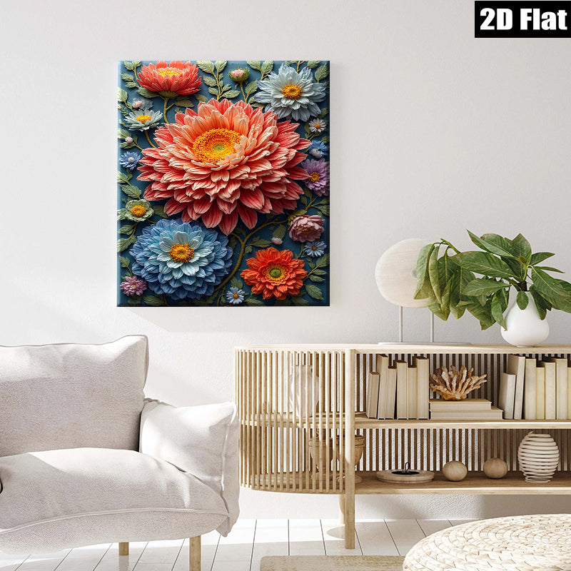 2D flat 1pc Blooming Floral Garden Wall Art Decor Living Room Bedroom Bathroom Canvas Prints Modern Farmhouse Style Gallery Wrapped Artwork Ready to Hang Chic Home D��cor