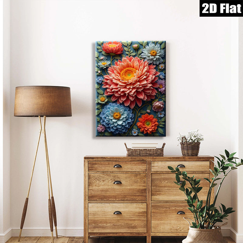 2D flat 1pc Blooming Floral Garden Wall Art Decor Living Room Bedroom Bathroom Canvas Prints Modern Farmhouse Style Gallery Wrapped Artwork Ready to Hang Chic Home D��cor