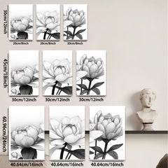 2D flat 1pc Blooming Floral Sketch Botanical Wall Art Prints Living Room Bedroom Home Decor Gallery Wrapped Canvas Prints Modern Farmhouse Style