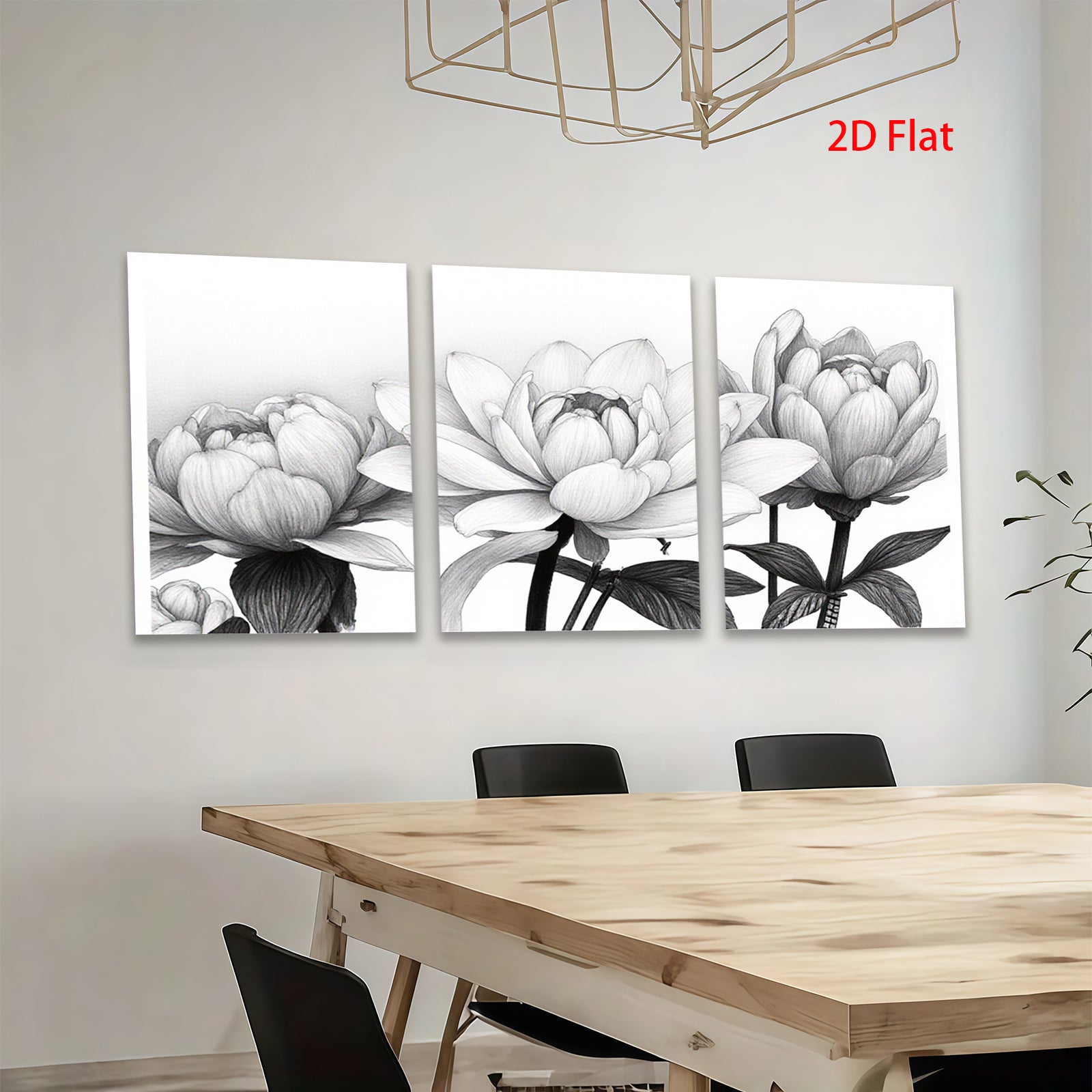 2D flat 1pc Blooming Floral Sketch Botanical Wall Art Prints Living Room Bedroom Home Decor Gallery Wrapped Canvas Prints Modern Farmhouse Style
