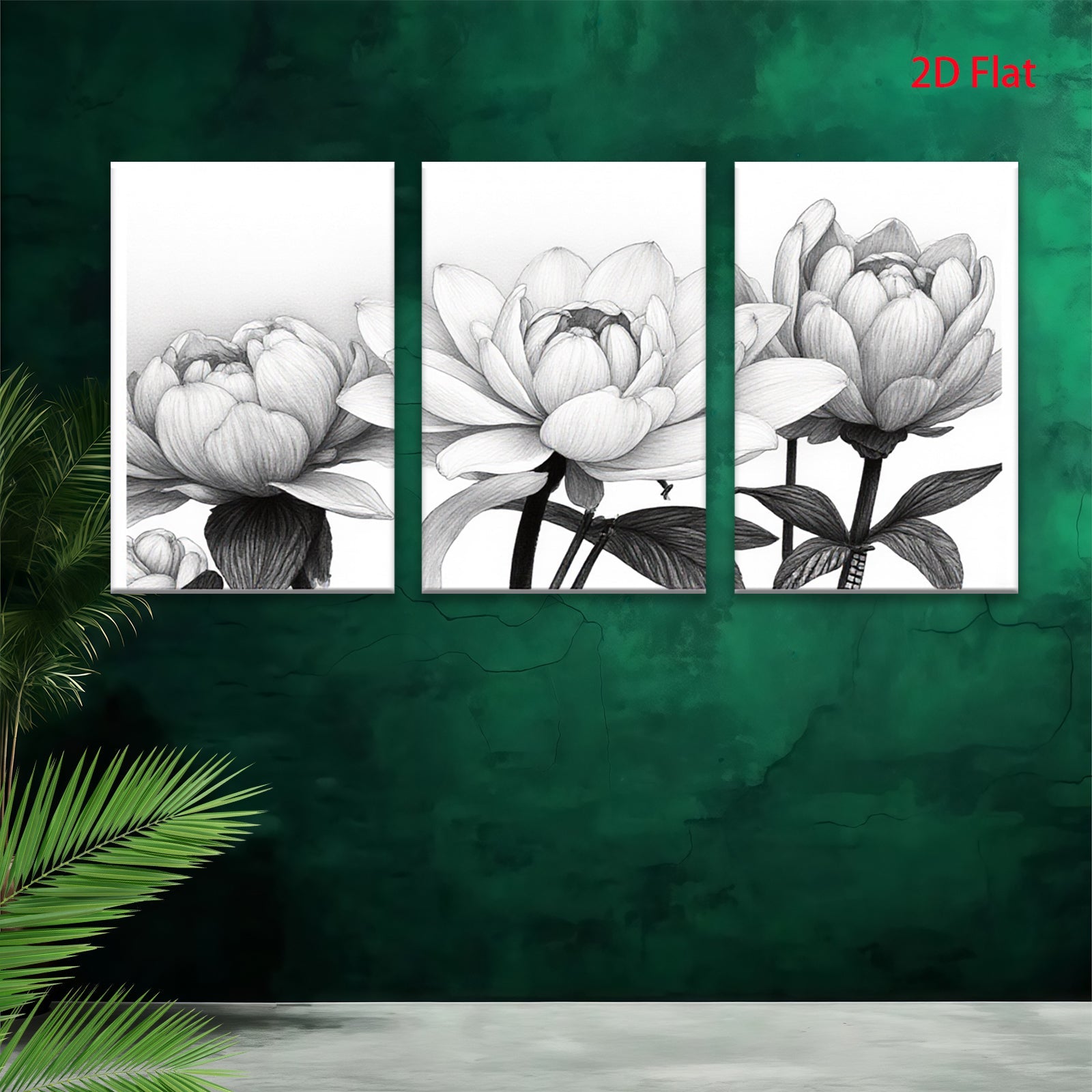 2D flat 1pc Blooming Floral Sketch Botanical Wall Art Prints Living Room Bedroom Home Decor Gallery Wrapped Canvas Prints Modern Farmhouse Style