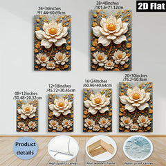 2D flat 1pc Blooming Floral Wall Art Canvas Prints Botanical Artwork Living Room Bedroom Decor Farmhouse Style Modern Gallery Wrapped Teal Gold Accents