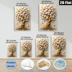 2D flat 1pc Blooming Gold Tree Wall Art Decor for Living Room Bedroom Home Office Gallery Wrapped Canvas Prints Modern Farmhouse Style Inspirational Artwork