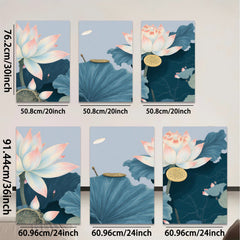 2D flat 1pc Blooming Lotus Pond Floral Wall Art Botanical Prints Home Decor Living Room Bedroom Canvas Painting Modern Farmhouse Aesthetic Gallery Wrapped Ready to Hang