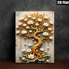 2D flat 1pc Blooming Lotus Tree Wall Art Decor for Living Room Bedroom Home Office Canvas Prints Modern Farmhouse Style Gallery Wrapped Timeless Elegance Ready to Hang