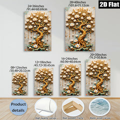 2D flat 1pc Blooming Lotus Tree Wall Art Decor for Living Room Bedroom Home Office Canvas Prints Modern Farmhouse Style Gallery Wrapped Timeless Elegance Ready to Hang