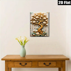 2D flat 1pc Blooming Lotus Tree Wall Art Decor for Living Room Bedroom Home Office Canvas Prints Modern Farmhouse Style Gallery Wrapped Timeless Elegance Ready to Hang