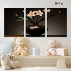 2D flat 1pc Blooming Orchid Vase Still Life Botanical Wall Art Decor Living Room Bedroom Modern Farmhouse Gallery Wrapped Canvas Prints Ready to Hang
