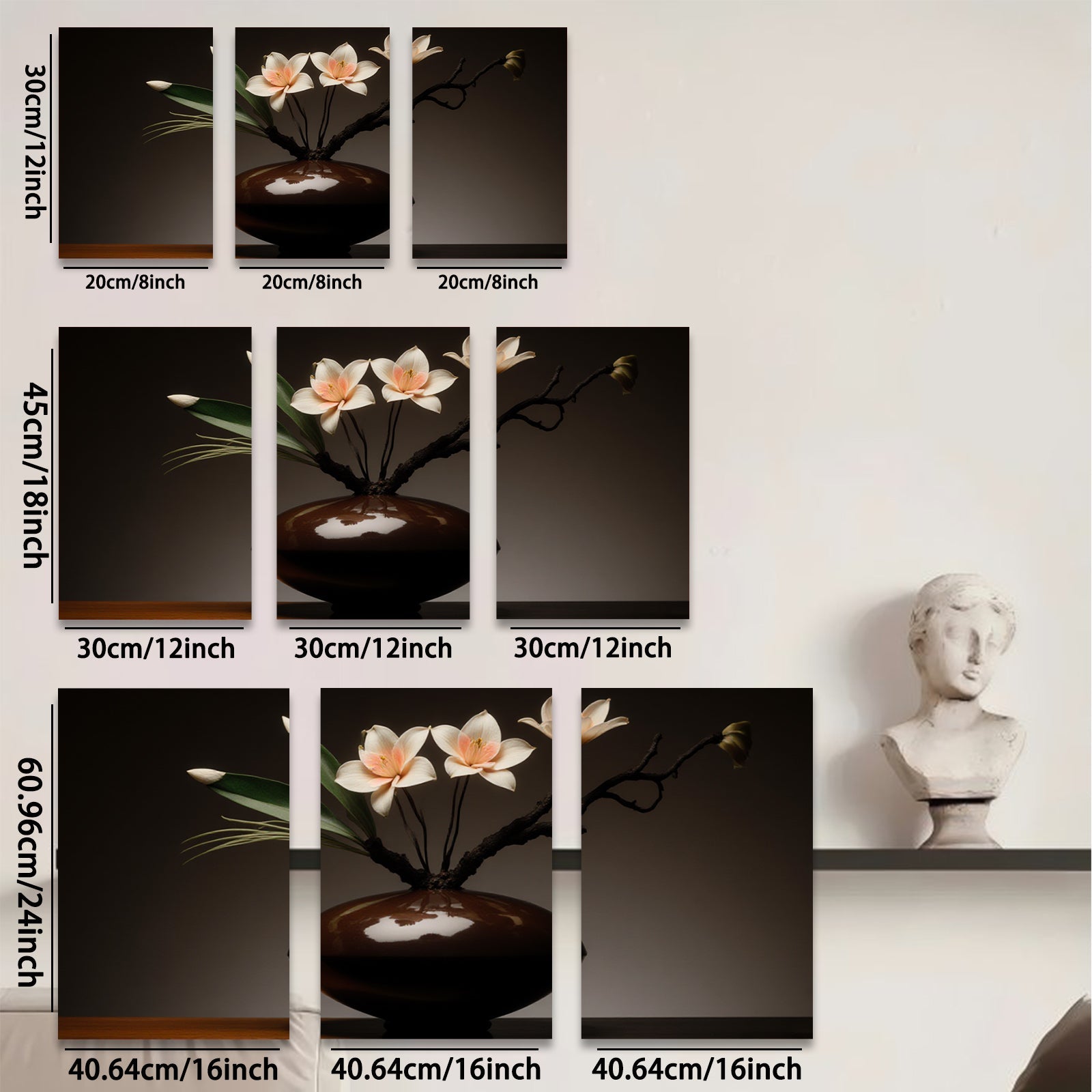 2D flat 1pc Blooming Orchid Vase Still Life Botanical Wall Art Decor Living Room Bedroom Modern Farmhouse Gallery Wrapped Canvas Prints Ready to Hang
