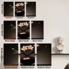 2D flat 1pc Blooming Orchid Vase Still Life Botanical Wall Art Decor Living Room Bedroom Modern Farmhouse Gallery Wrapped Canvas Prints Ready to Hang