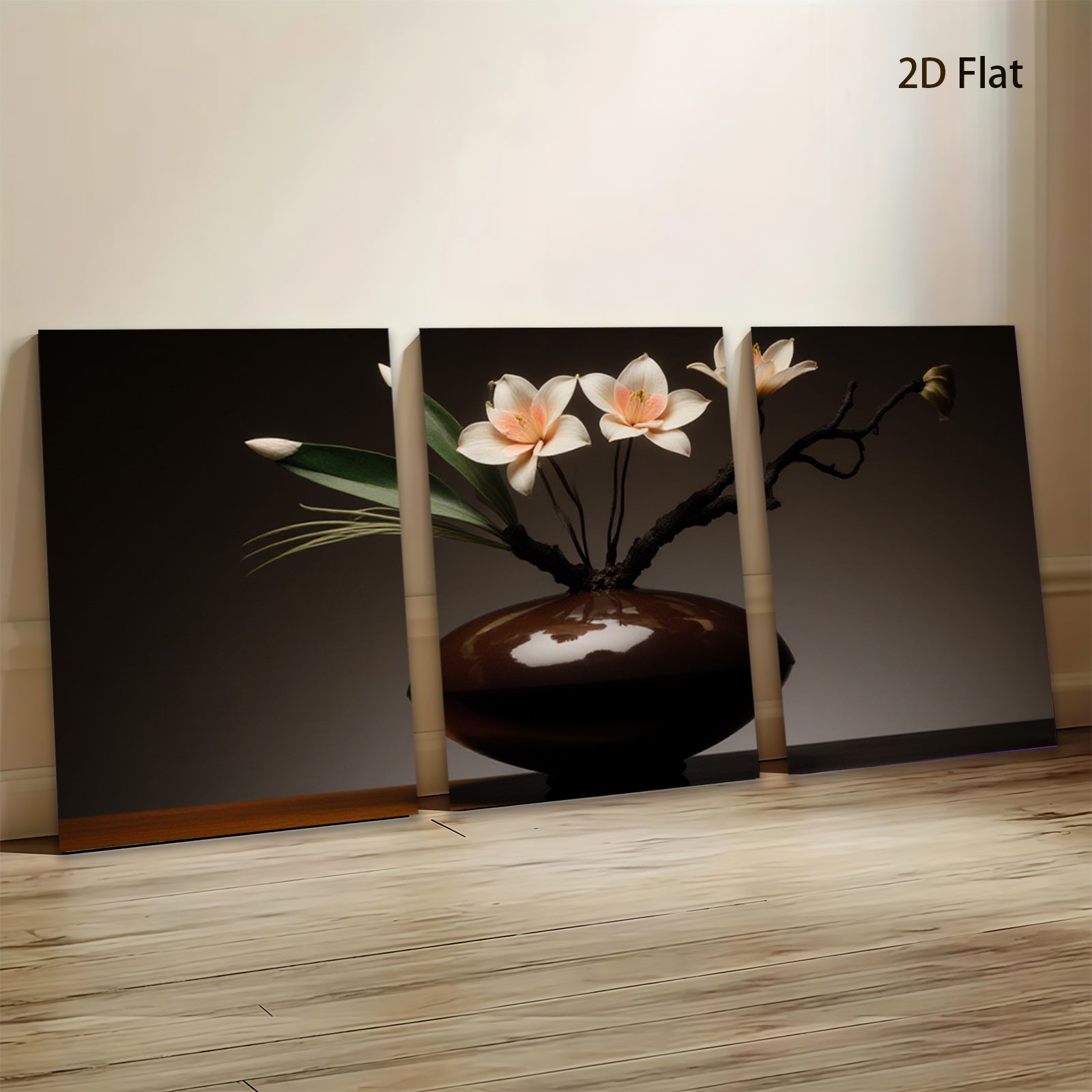 2D flat 1pc Blooming Orchid Vase Still Life Botanical Wall Art Decor Living Room Bedroom Modern Farmhouse Gallery Wrapped Canvas Prints Ready to Hang