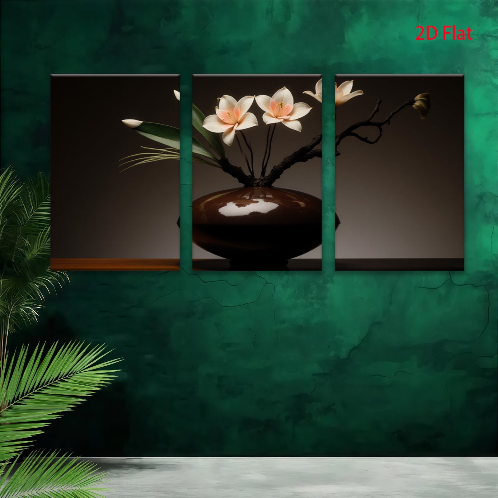 2D flat 1pc Blooming Orchid Vase Still Life Botanical Wall Art Decor Living Room Bedroom Modern Farmhouse Gallery Wrapped Canvas Prints Ready to Hang