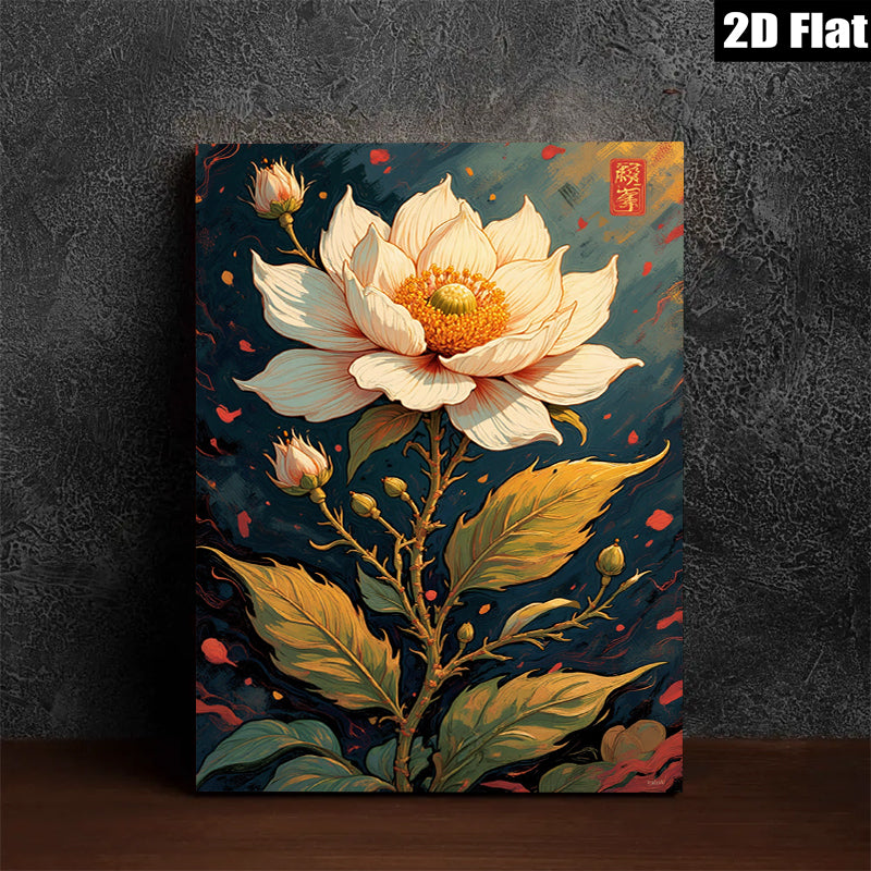 2D flat 1pc Blooming Peony Botanical Wall Art Floral Home Decor Living Room Bedroom Canvas Print Modern Farmhouse Style Aesthetic Room Refresh Gift Idea
