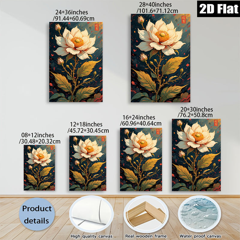 2D flat 1pc Blooming Peony Botanical Wall Art Floral Home Decor Living Room Bedroom Canvas Print Modern Farmhouse Style Aesthetic Room Refresh Gift Idea