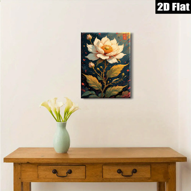 2D flat 1pc Blooming Peony Botanical Wall Art Floral Home Decor Living Room Bedroom Canvas Print Modern Farmhouse Style Aesthetic Room Refresh Gift Idea