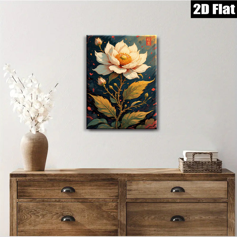 2D flat 1pc Blooming Peony Botanical Wall Art Floral Home Decor Living Room Bedroom Canvas Print Modern Farmhouse Style Aesthetic Room Refresh Gift Idea