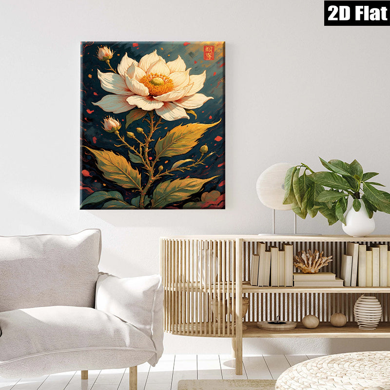 2D flat 1pc Blooming Peony Botanical Wall Art Floral Home Decor Living Room Bedroom Canvas Print Modern Farmhouse Style Aesthetic Room Refresh Gift Idea