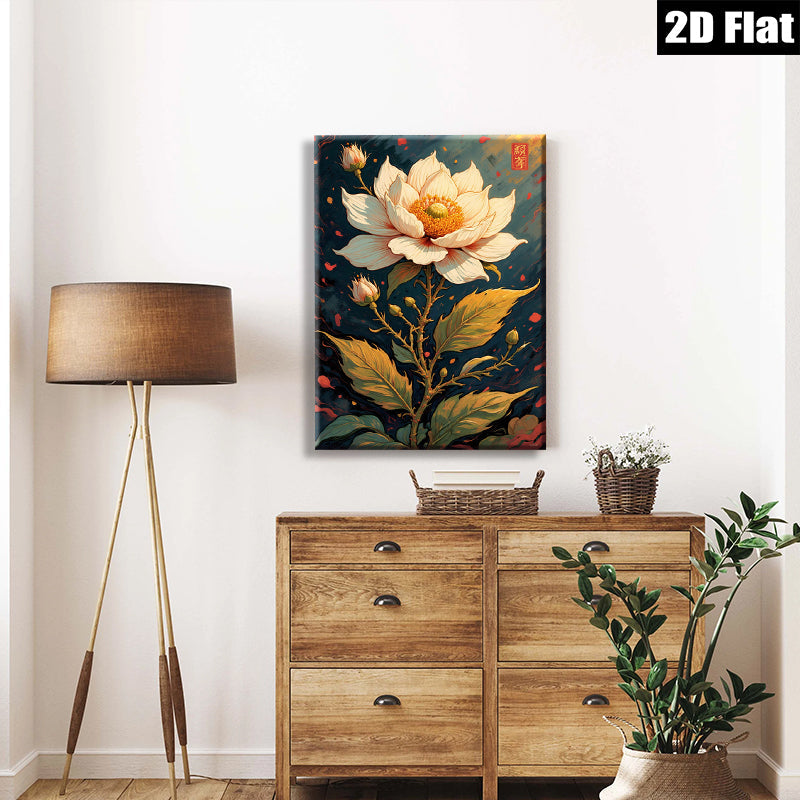 2D flat 1pc Blooming Peony Botanical Wall Art Floral Home Decor Living Room Bedroom Canvas Print Modern Farmhouse Style Aesthetic Room Refresh Gift Idea