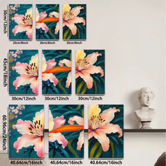 2D flat 1pc Blooming Pink Lilies Floral Wall Art Canvas Prints for Living Room Bedroom Bathroom Home Decor Modern Farmhouse Style Chic Accent Piece