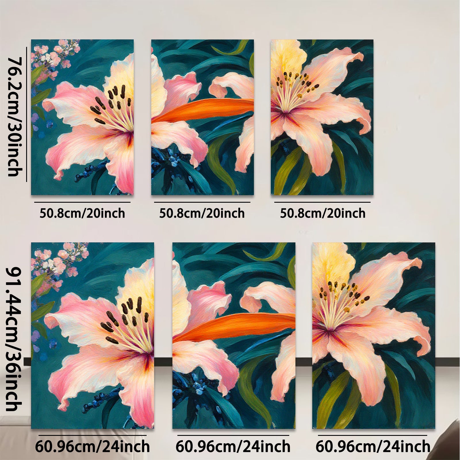 2D flat 1pc Blooming Pink Lilies Floral Wall Art Canvas Prints for Living Room Bedroom Bathroom Home Decor Modern Farmhouse Style Chic Accent Piece