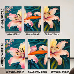 2D flat 1pc Blooming Pink Lilies Floral Wall Art Canvas Prints for Living Room Bedroom Bathroom Home Decor Modern Farmhouse Style Chic Accent Piece