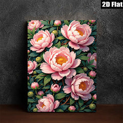 2D flat 1pc Blooming Pink Peonies Floral Garden Wall Art Canvas Prints for Living Room Bedroom Home Decor farmhouse style modern minimalist gallery wrapped