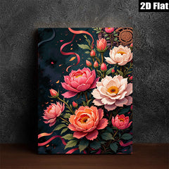 2D flat 1pc Blooming Pink Peonies Floral Wall Art Canvas Prints for Living Room Bedroom Decor Farmhouse Style Gallery Wrapped Ready to Hang