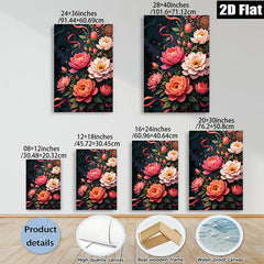 2D flat 1pc Blooming Pink Peonies Floral Wall Art Canvas Prints for Living Room Bedroom Decor Farmhouse Style Gallery Wrapped Ready to Hang