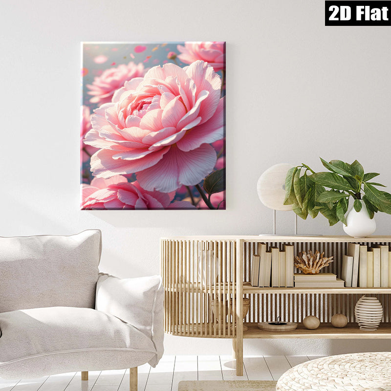 2D flat 1pc Blooming Pink Peonies Floral Wall Art Living Room Bedroom Home Decor Farmhouse Style Canvas Prints Modern Artwork for Bathroom Kitchen Dining Room Gallery Wrapped Ready to Hang