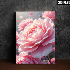 2D flat 1pc Blooming Pink Peonies Floral Wall Art Living Room Bedroom Home Decor Farmhouse Style Canvas Prints Modern Artwork for Bathroom Kitchen Dining Room Gallery Wrapped Ready to Hang