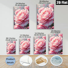 2D flat 1pc Blooming Pink Peonies Floral Wall Art Living Room Bedroom Home Decor Farmhouse Style Canvas Prints Modern Artwork for Bathroom Kitchen Dining Room Gallery Wrapped Ready to Hang