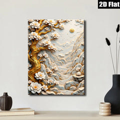 2D flat 1pc Blooming Plum Blossoms Wall Art Scenic Landscape Canvas Prints for Living Room Bedroom Home Decor Farmhouse Style Modern Gallery Wrapped Ready to Hang