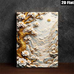 2D flat 1pc Blooming Plum Blossoms Wall Art Scenic Landscape Canvas Prints for Living Room Bedroom Home Decor Farmhouse Style Modern Gallery Wrapped Ready to Hang