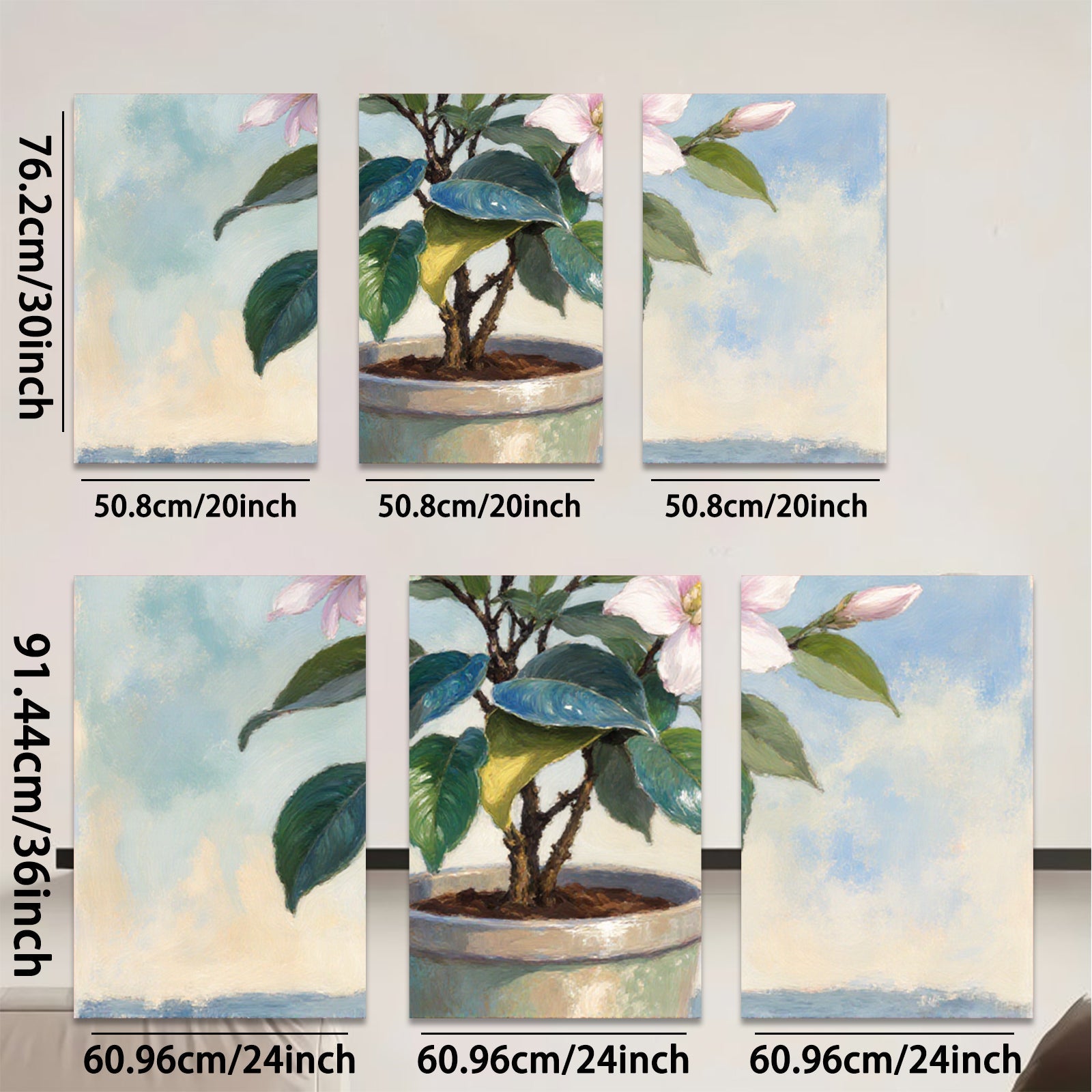 2D flat 1pc Blooming Potted Camellia Floral Still Life Wall Art Home Decor Living Room Bedroom Bathroom Gallery Wrapped Canvas Prints Modern Farmhouse Style