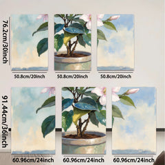 2D flat 1pc Blooming Potted Camellia Floral Still Life Wall Art Home Decor Living Room Bedroom Bathroom Gallery Wrapped Canvas Prints Modern Farmhouse Style