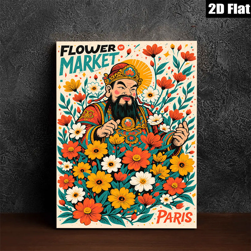 2D flat 1pc Blooming Prosperity Floral God Wall Art Canvas Prints for Living Room Bedroom Home Decor farmhouse style modern gallery wrapped ready to hang