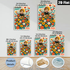 2D flat 1pc Blooming Prosperity Floral God Wall Art Canvas Prints for Living Room Bedroom Home Decor farmhouse style modern gallery wrapped ready to hang
