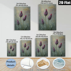 2D flat 1pc Blooming Purple Tulips Botanical Wall Art Living Room Bedroom Home Decor Modern Farmhouse Style Canvas Prints Ready to Hang Gallery Wrapped Artwork