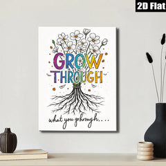 2D flat 1pc Blooming Resilience Floral Wall Art Inspiring Growth Home Decor Living Room Bedroom Gallery Wrapped Canvas Prints Modern Farmhouse Aesthetic
