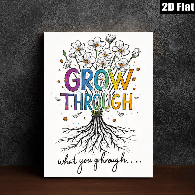 2D flat 1pc Blooming Resilience Floral Wall Art Inspiring Growth Home Decor Living Room Bedroom Gallery Wrapped Canvas Prints Modern Farmhouse Aesthetic