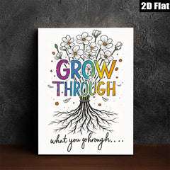2D flat 1pc Blooming Resilience Floral Wall Art Inspiring Growth Home Decor Living Room Bedroom Gallery Wrapped Canvas Prints Modern Farmhouse Aesthetic