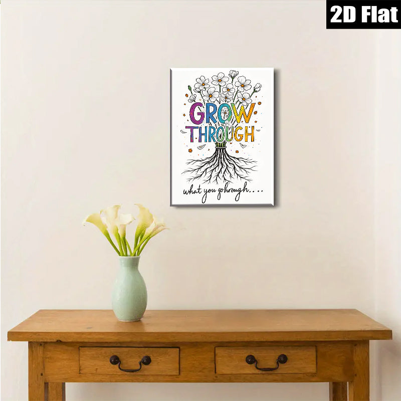 2D flat 1pc Blooming Resilience Floral Wall Art Inspiring Growth Home Decor Living Room Bedroom Gallery Wrapped Canvas Prints Modern Farmhouse Aesthetic