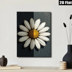2D flat 1pc Blooming White Daisy Floral Wall Art Canvas Prints for Living Room Bedroom Bathroom Home Decor Modern Farmhouse Style Gallery Wrapped Timeless Art