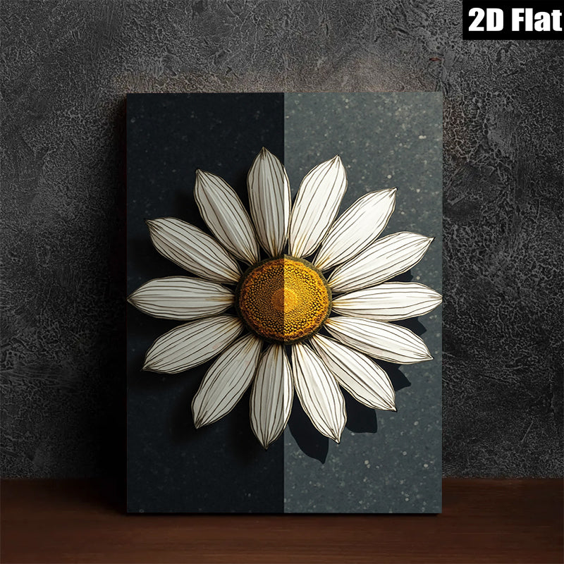 2D flat 1pc Blooming White Daisy Floral Wall Art Canvas Prints for Living Room Bedroom Bathroom Home Decor Modern Farmhouse Style Gallery Wrapped Timeless Art