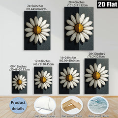 2D flat 1pc Blooming White Daisy Floral Wall Art Canvas Prints for Living Room Bedroom Bathroom Home Decor Modern Farmhouse Style Gallery Wrapped Timeless Art